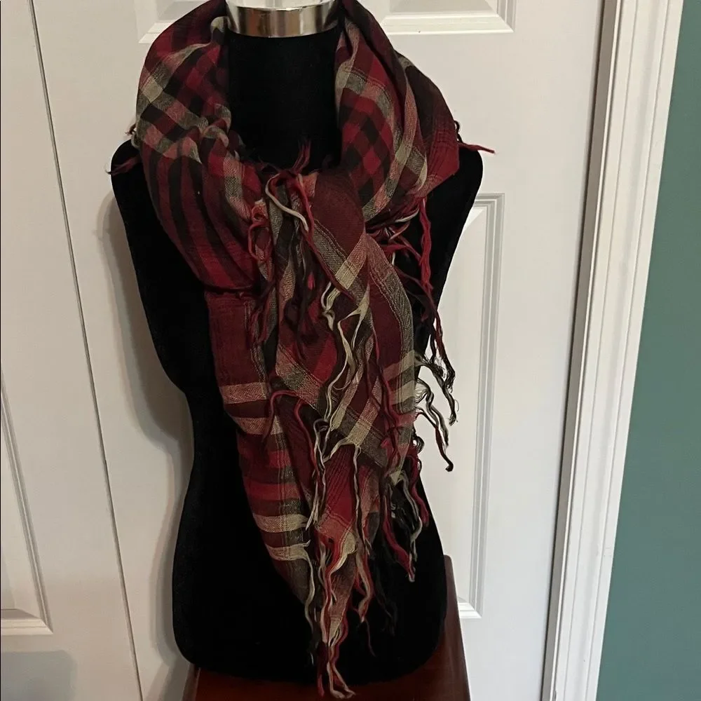 Polo Ralph Lauren Buffalo Plaid Scarf Wool Acrylic Blend Lightweight Unisex NWOT